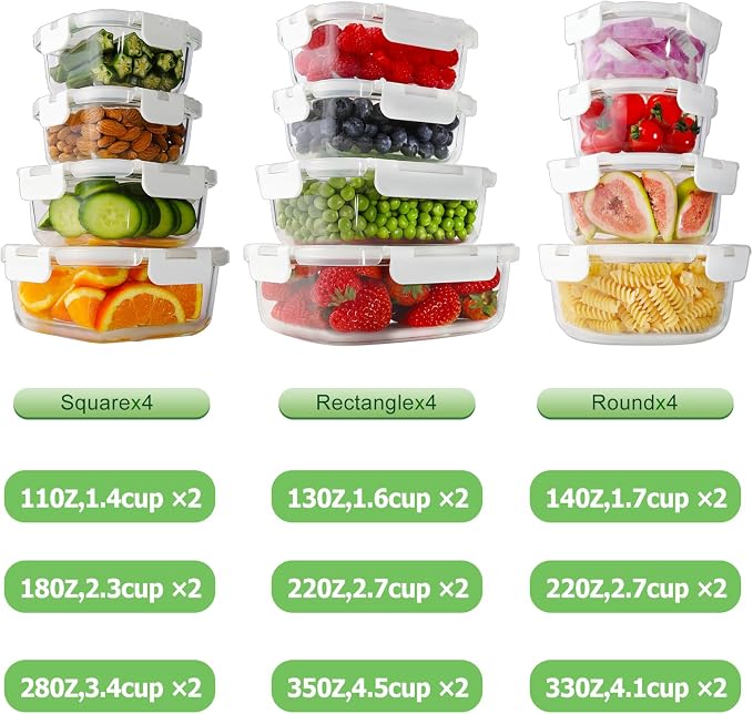 HOMBERKING 24pc Borosilicate Glass Food Storage Containers - Image 3