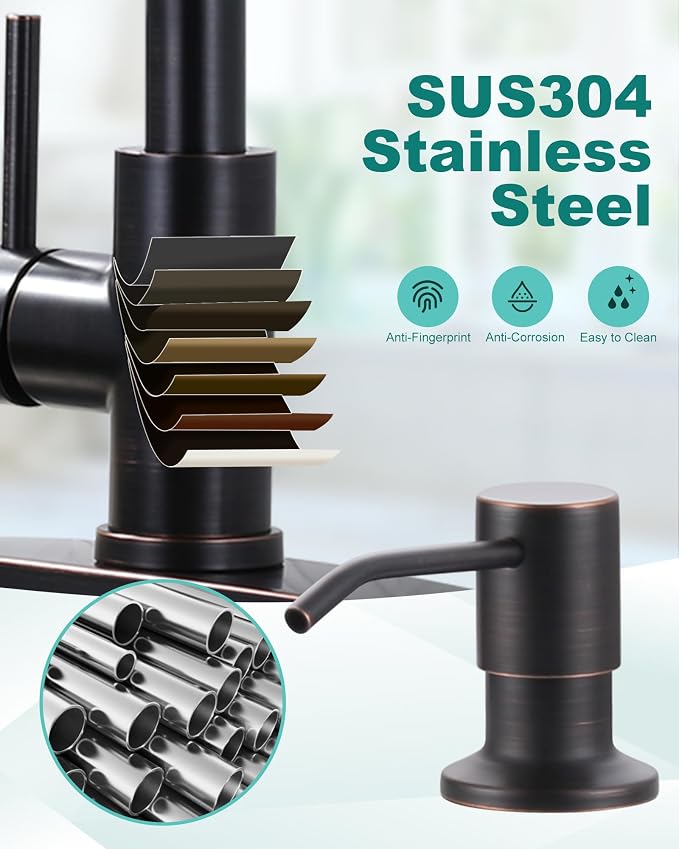 ARCORA Kitchen Faucets with Soap Dispenser: Oil Rubbed Bronze Kitchen Faucets - Image 8