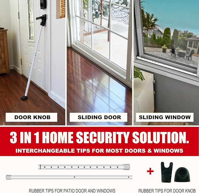 SECURITYMAN 3-in-1 Door Security Bar, Security Door Stoppers & Door Barricade – - Image 2