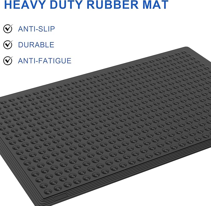OrangeStar Anti-Fatigue Mat 24"x36" with Textured Nubs, Beveled Edge Kitchen Mat for Commercial Use, Non-Slip Rubber Flooring for Standing Desk, Restaurant, Bar, Black