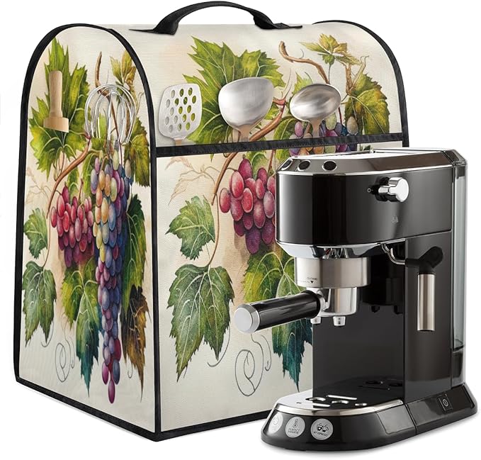 Kitchen Aid Mixer Cover Painting Fruit Grape Stand Mixer Cover Compatible with 6-8 Quarts Stand Mixers, Dust Covers with Zipper Pocket Foldable Washable Kitchen Aid Organizer Bag