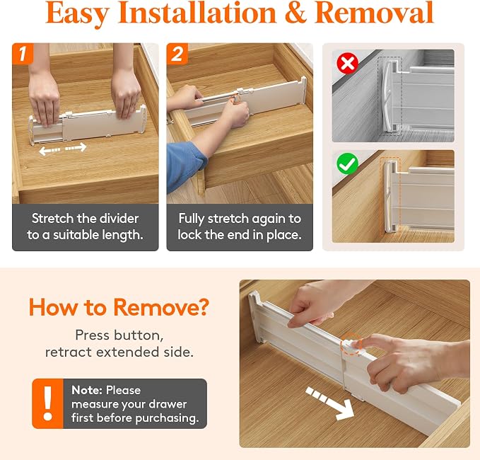 Lifewit 5 Pack 4" High Drawer Dividers, Adjustable Drawer Organizer Clothes | - Image 5