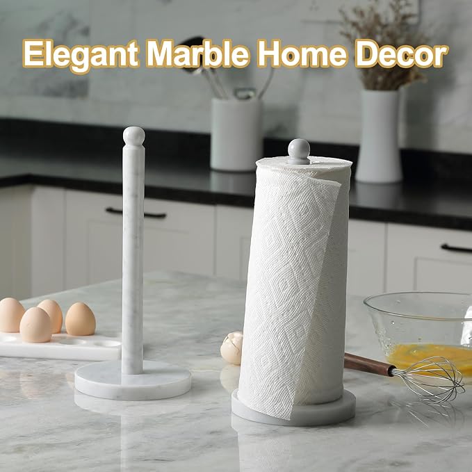 Koville Carrara Marble Paper Towel Holder Countertop, - Image 5