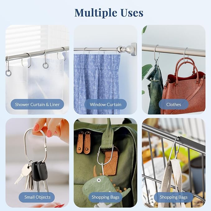 Bathway Shower Curtain Rings, Shower Curtain Hooks 12 Pcs Anti-Drop Shower Rings - Image 7