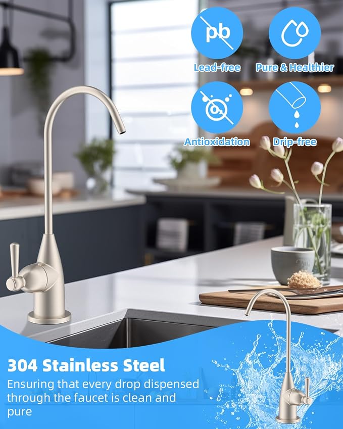 Hibbent Drinking Water Faucet for Bar and Kitchen Sink, Stainless Steel Reverse - Image 2