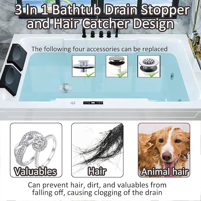 AzWzz Bathtub Drain Stopper, Pop Up Tub Stopper Plug - Image 3