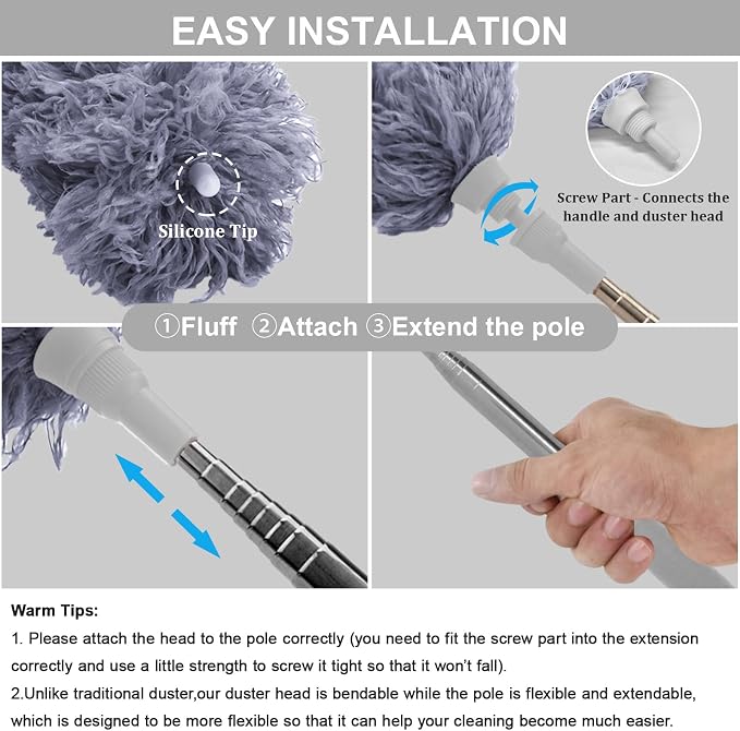 DELUX Microfiber Feather Duster Extendable Duster - Image 2