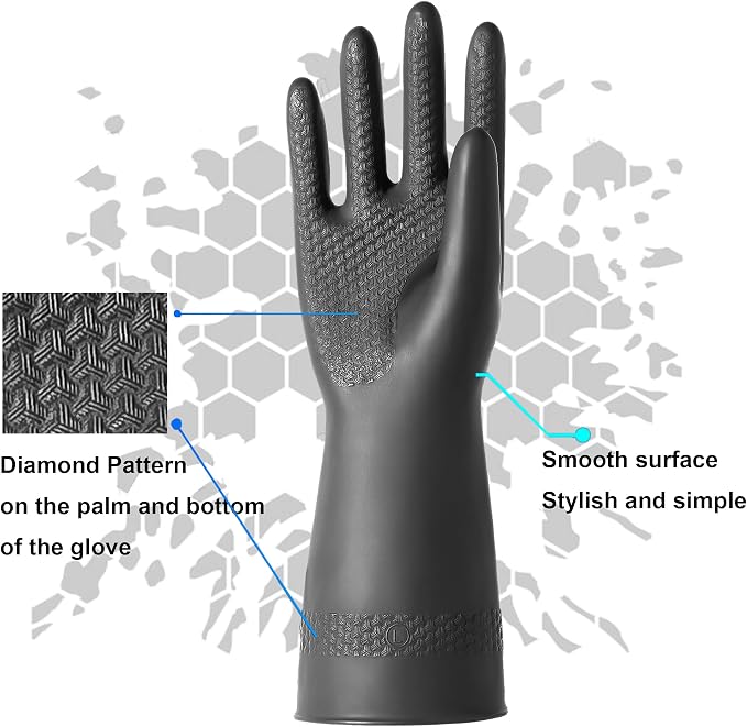 Chemical Resistant Latex Gloves, Cleaning Protective Safety Work | Heavy Duty - Image 3