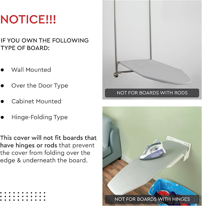 Encasa XO Ironing Board Cover and Pad, Thick Felt 28"x12" - Image 8
