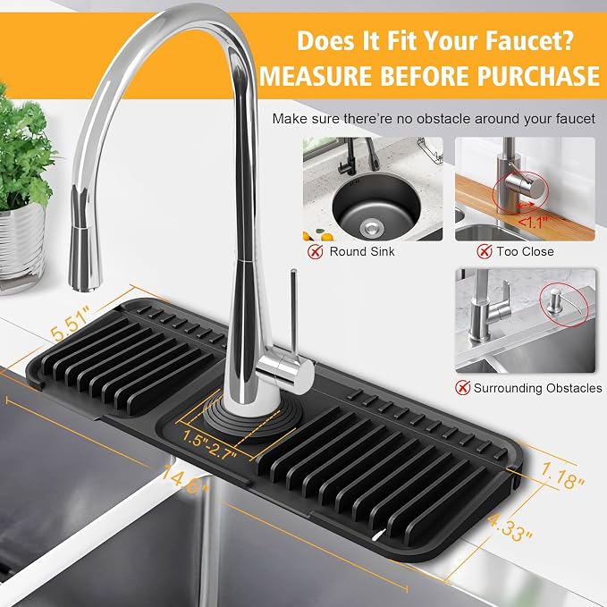 14.6-Inch Kitchen Sink Splash Guard Mat | 7° Slope - Image 3