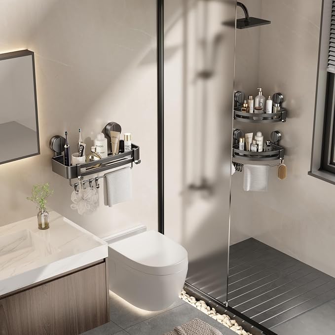 VOLPONE Corner Shower Caddy Suction Cup, 2 Pack Shower Shelves No Drilling - Image 3
