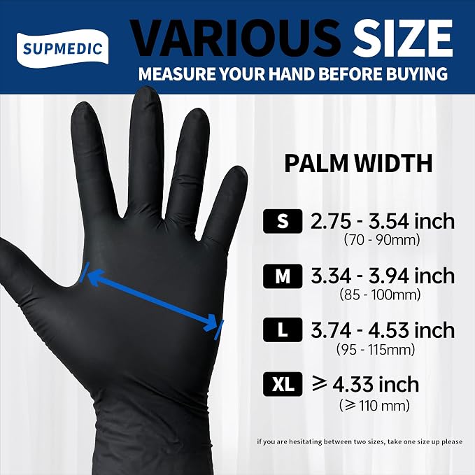 Supmedic Soft Max Disposable Nitrile Exam Gloves, Powder-Free Black 100 Ct - Image 7