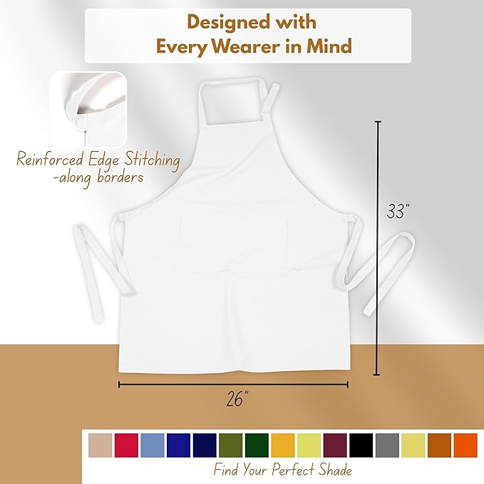 Native Fab Kitchen Apron 2 Pack - 100% Cotton Adjustable, Durable Apron with Pockets, Perfect for Cooking, Baking, Grilling