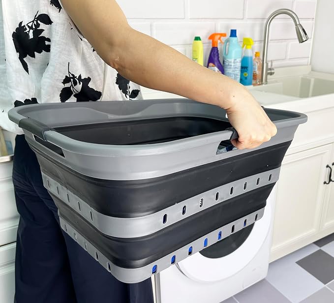 SAMMART 42 Collapsible Plastic Laundry Basket, Foldable Pop Up Storage - Image 3