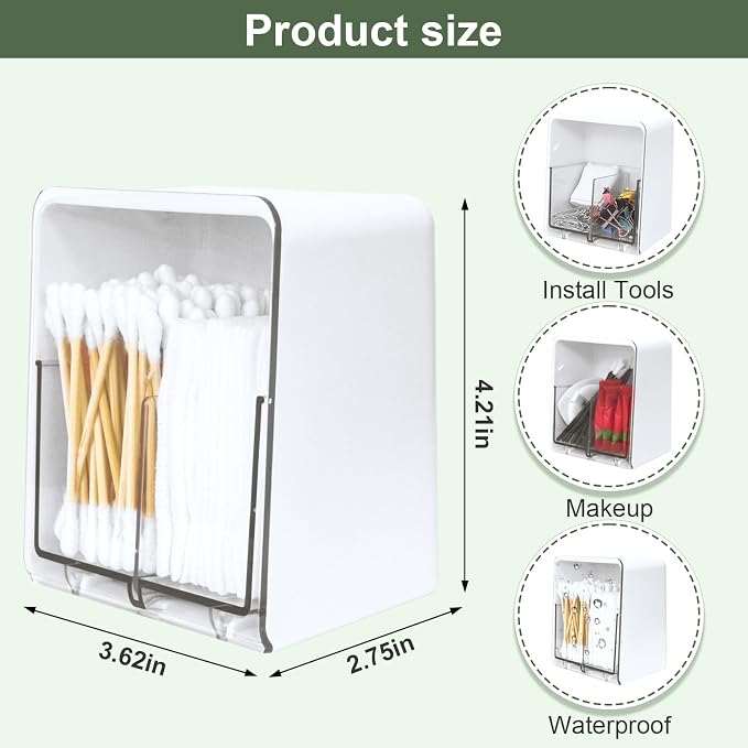 Qtip Holder with 2 Compartments, Vanity Countertop Storage Organizer - Image 3