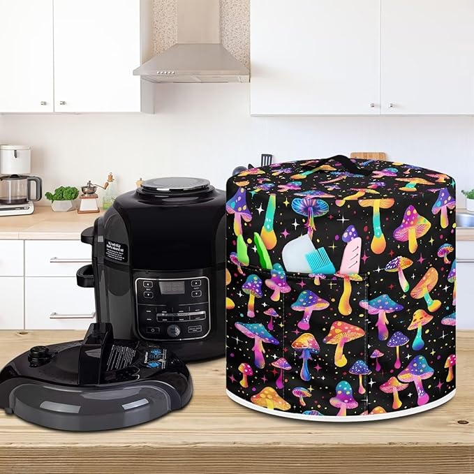 Colorful Mushrooms Dust Cover Instant Pot Heavy Duty Waterproof Dust Pressure Cooker Cover Case for Instant Pot Pressure Cooker Instant Pot Appliance Covers Pressure Cooker Size M