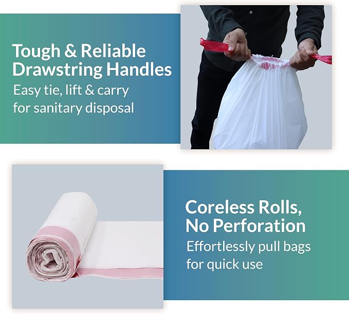 6-10 Gallon Trash Bags Drawstring | 250 Count | 22"x23" | 6, 10 Gallon - Image 4