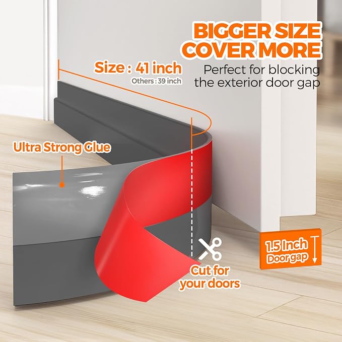 Holikme Weather Stripping 41 inch Under Door Draft Blocker Door Seal, Door - Image 4