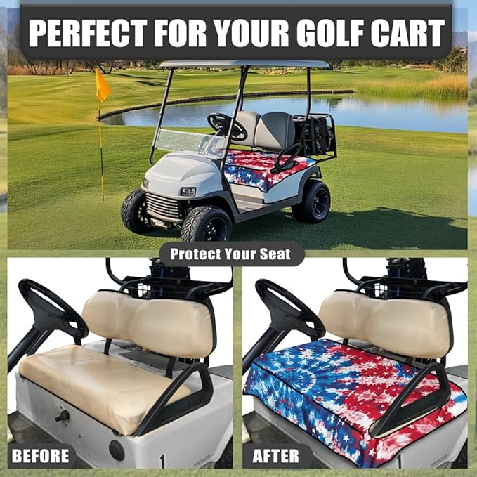 Golf Cart Seat Cover Cushion with Universal Fit, Featuring Breathable Fabric, Waterproof Protection and Secure Design for Long Outdoor Rides
