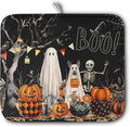 Halloween Dish Drying Mat for Kitchen Counter 16x18 Inch Black Ghost Pumpkins by Kwlegh