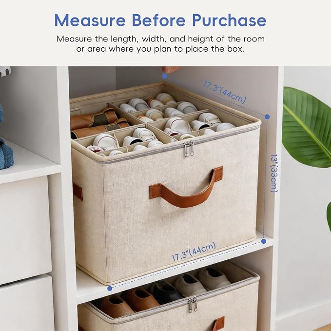 Shoe Organizer for Closet, 3 Pack Shoe Storage Bins - Image 2