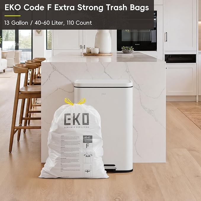 EKO 13 Gallon / 40-60 Liter, Extra-Strong Unscented Garbage Bags, Easy-Dispense - Image 10