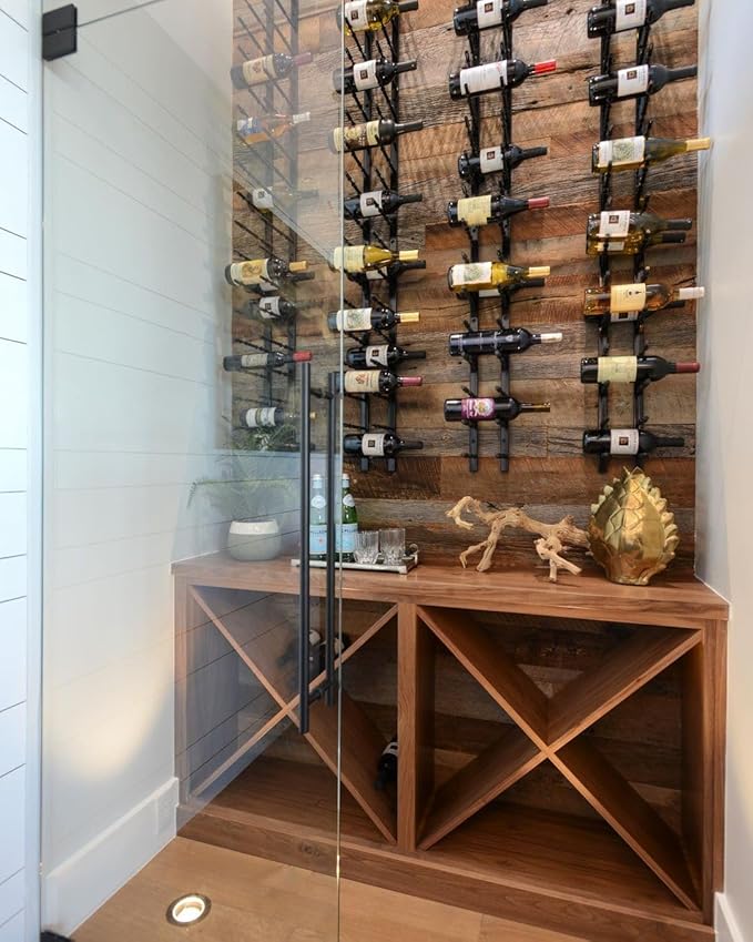 Ultra Wine Racks Wall Mounted Label-Out Wine Racks (3 Foot 1 Deep, Matte Black, 9 Wine Bottles) - Modern Metal Wine Storage, Modular Design for Home Bar, Kitchen, Dining Rooms, & Wine Cellars