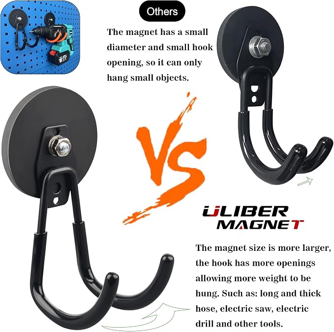 ULIBERMAGNET Strong Magnetic Hooks, 2 Pack Heavy Duty Large Magnetic Hooks - Image 7