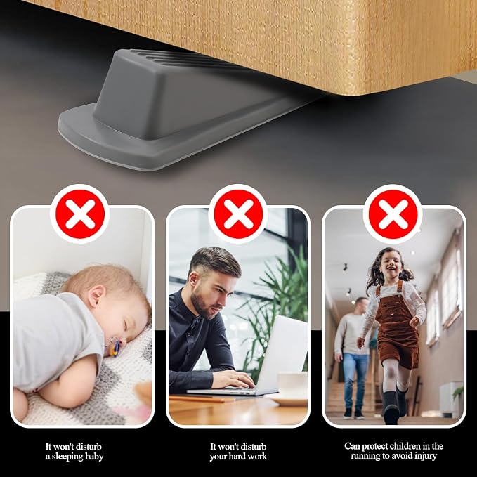 4 Pack Door Stoppers for Bottom of Door, Rubber Door Stopper Wedge, Sturdy - Image 5