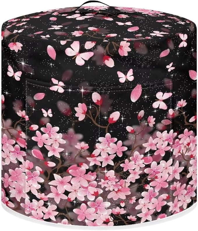 Pink Flower Air Fryer Cover - Pink Butterfly - 6 Qt - Instant Pot Accessories - Rice Cooker Cover - Portable - CZ45