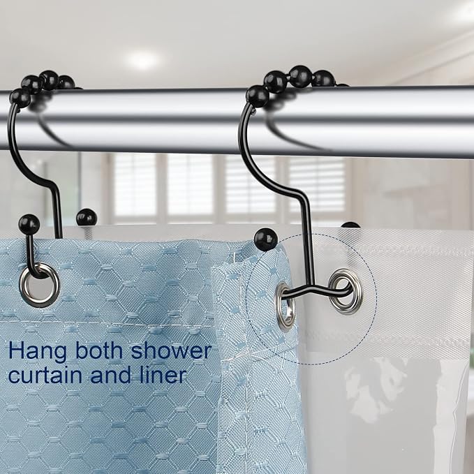 Gidse Shower Curtain Hooks, Sturdy Stainless Steel Double Sided Shower Hooks - Image 4