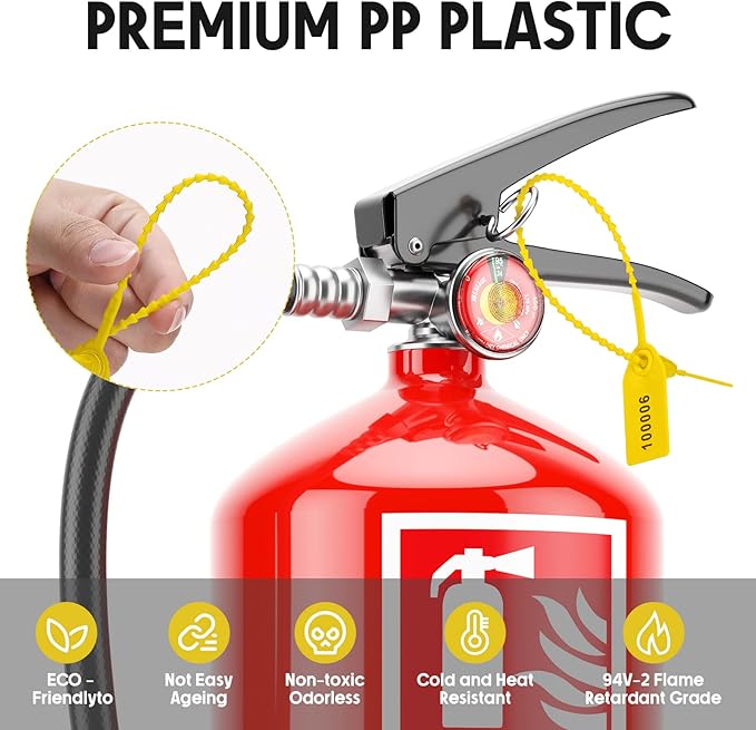 Roowest 2000 Pcs Plastic Tamper Seals Security Tags Seals Safety Numbered Zip Ties Fire Extinguisher Tamper Tags Disposable Self Locking Signage 250 mm Length(Yellow)