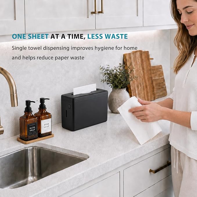 Multifold Paper Towel Dispenser Countertop Black Wide Design Large Capacity - Image 3