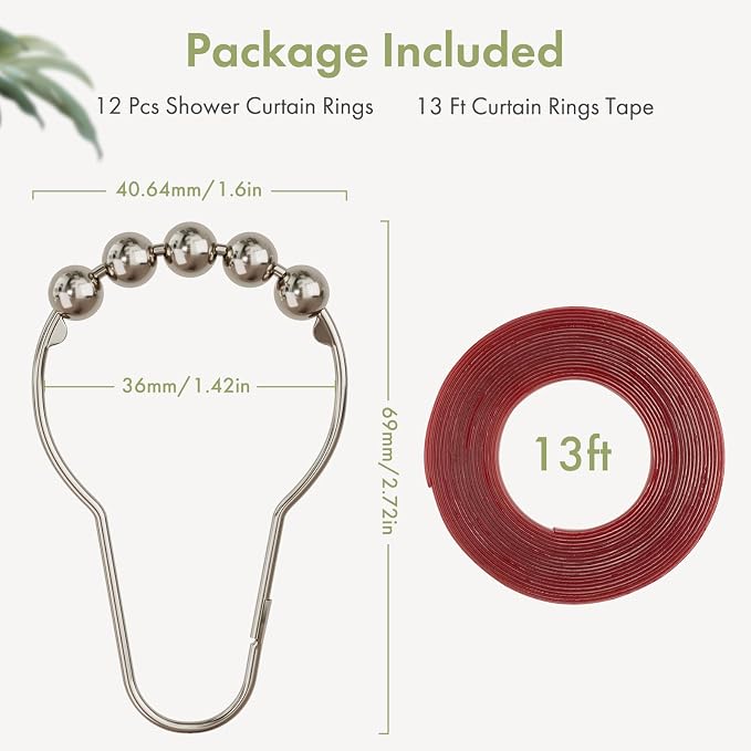 Shower Curtain Hooks, Decorative Shower Curtain Hooks Smooth - Image 2
