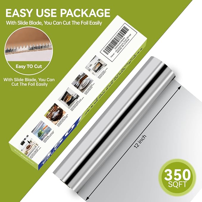 Aluminum Foil Roll, 12in x 350Sq Ft Aluminum Foil, Thick Strong Tin Foil - Image 2