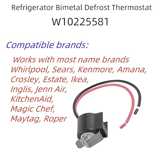 W10225581 Refrigerator Bimetal Defrost Thermostat Fit for Whirlpool,Kenmore,Replaces WPW10225581 PS11750673 AP6017375 2188824 2321799 W10260437