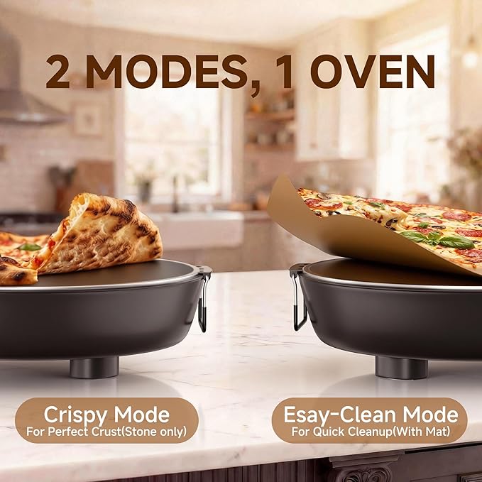 SEMSCHEF 12-Inch CrustyBake Beginner's Glazed Stone Pizza Oven: Quick 800°F Heating, Easy-Clean Design, Recipe Book & All Tools Included - Perfect for First-Time Pizza Makers at Home