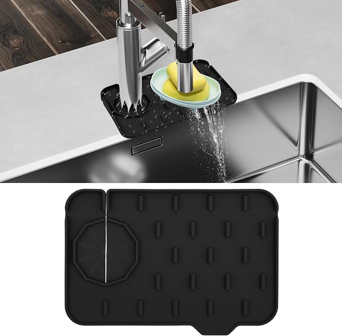 Dimeho Sink Faucet Splash Guard Mat Silicone Soap Dish Pad Faucet Handle Drip by Dimeho
