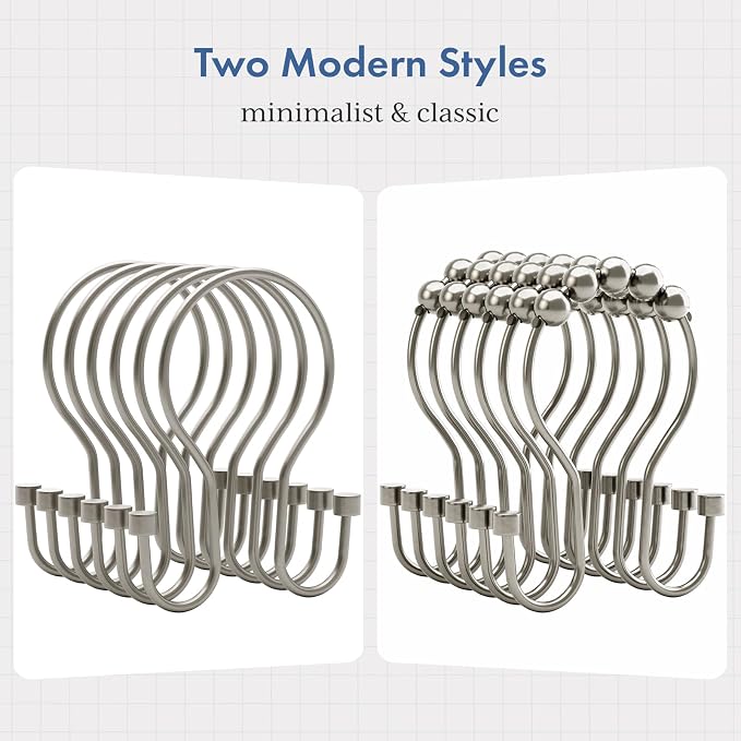 Bathway Shower Curtain Hooks Nickel Shower Curtain Rings - Image 5