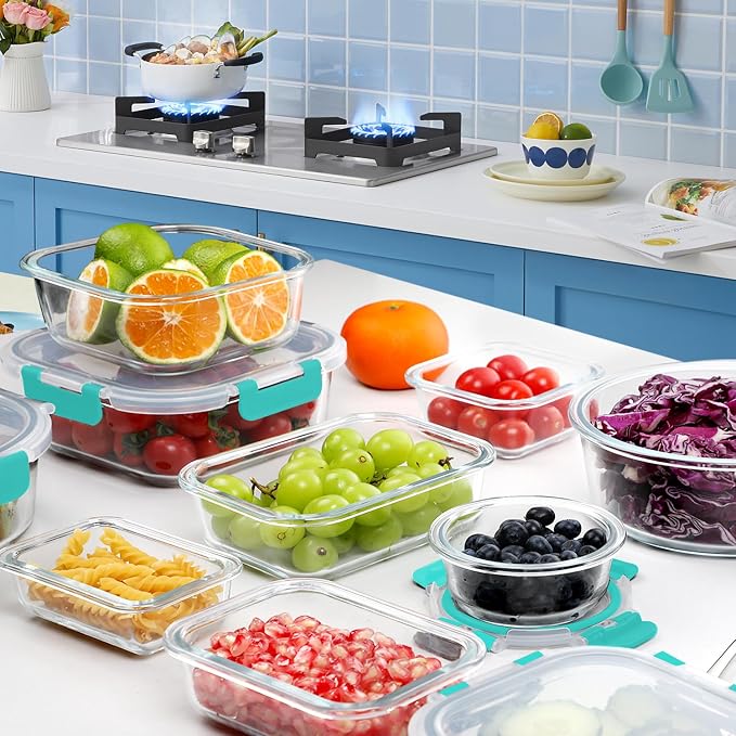 VERONES 30 Pieces Glass Food Storage Containers Set - Image 7