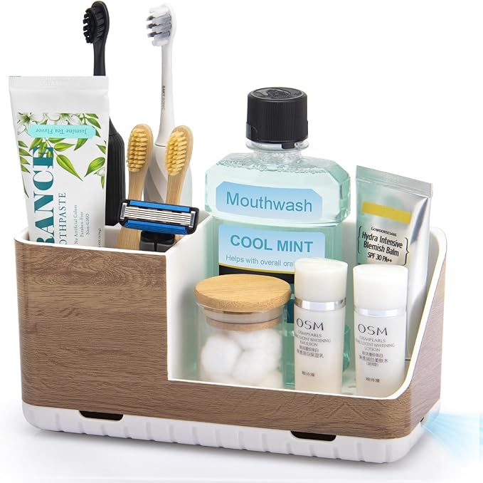 Toothbrush Holders for Bathrooms Countertop Organizer | Easy To Clean, by PARKMANI