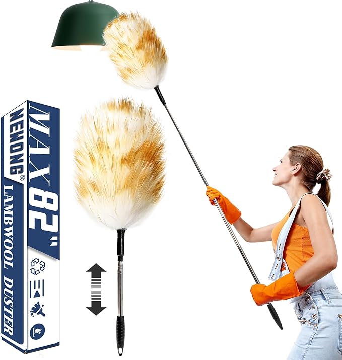 Extendable Lambswool Duster, Aluminum Handle | Single duster, Natural lambswool by NEWONG