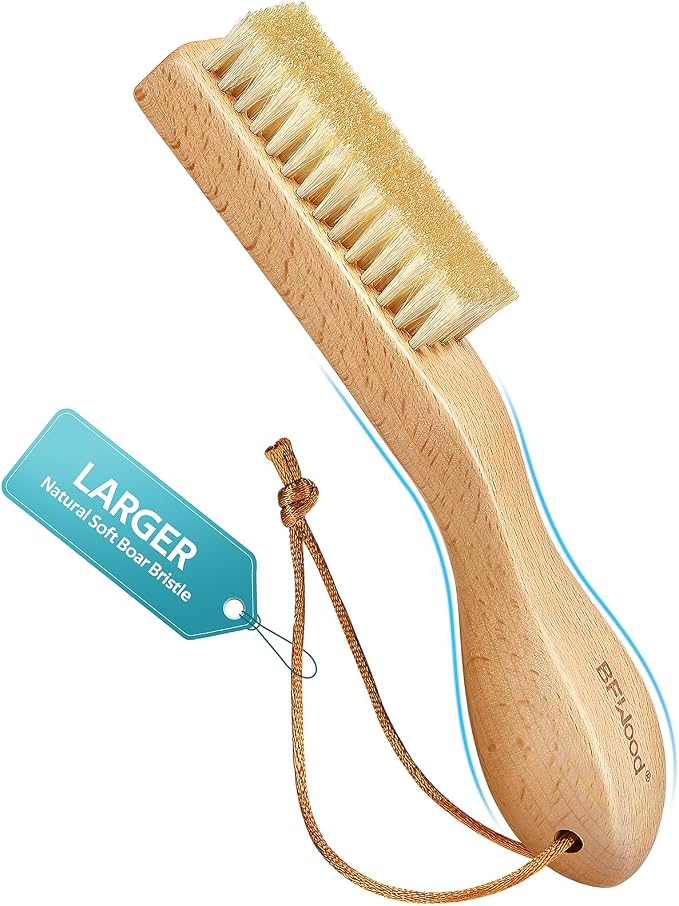 Laundry Stain Brush, Large Natural Soft Boar Bristles, Removes Tough Stains by BFWood