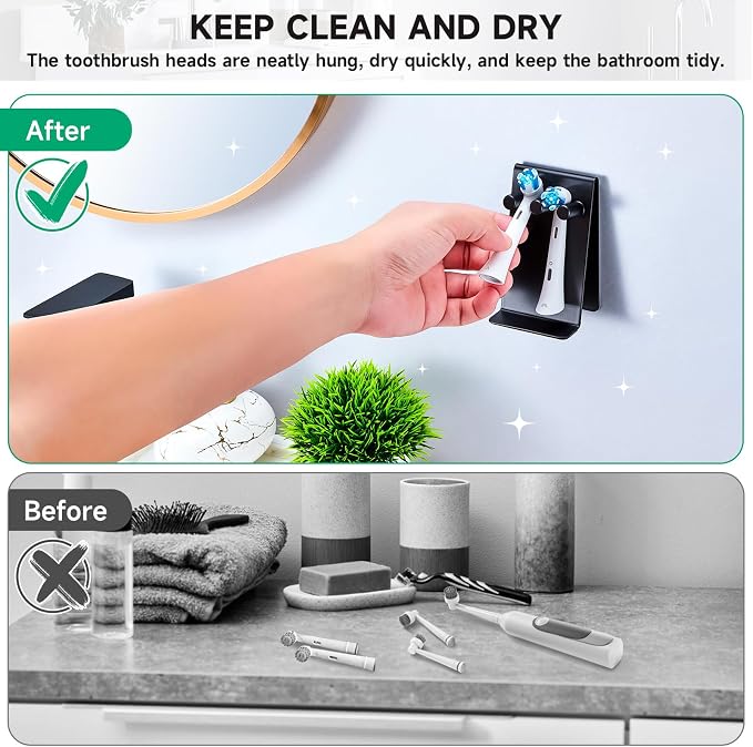 Electric Toothbrush Head Holder Adhesive or Tabletop, Tooth Brush Holder - Image 9