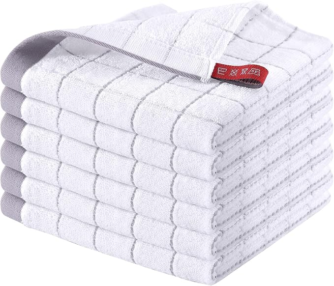 Homaxy 100% Cotton Terry Kitchen Dish Cloths, 6 Pack, Suitable by Homaxy