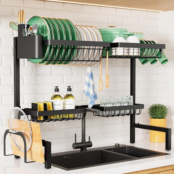 Kitsure Adjustable Over The Sink Dish Drying Rack, 26.8" -33.9"x21.5" | Sink by Kitsure