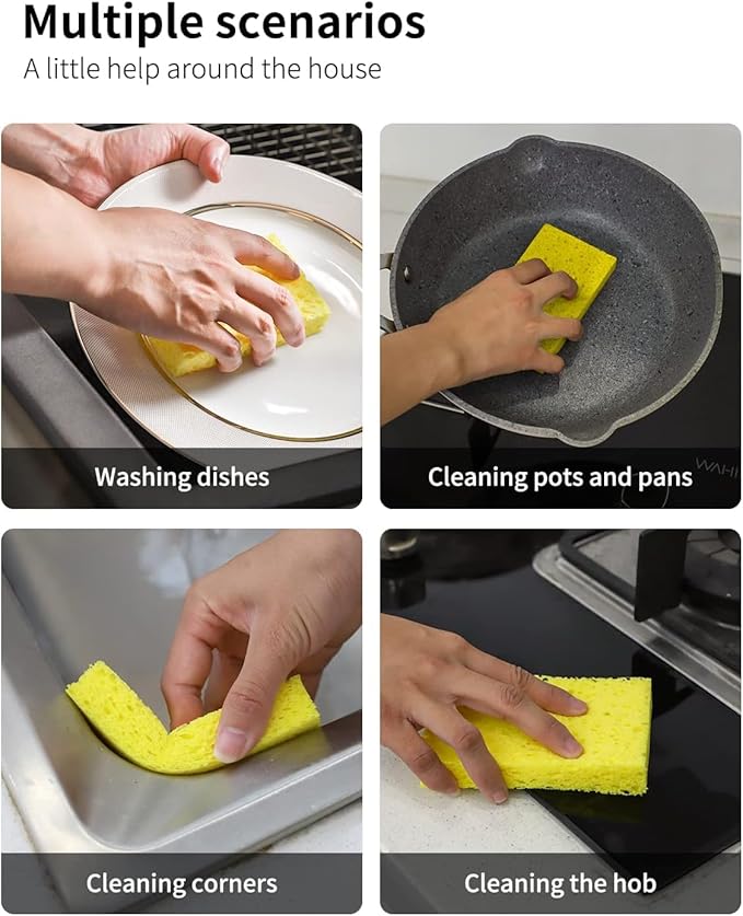 6 Pack Red Cellulose Scrub Sponge Non-Scratch Heavy Duty - Image 7