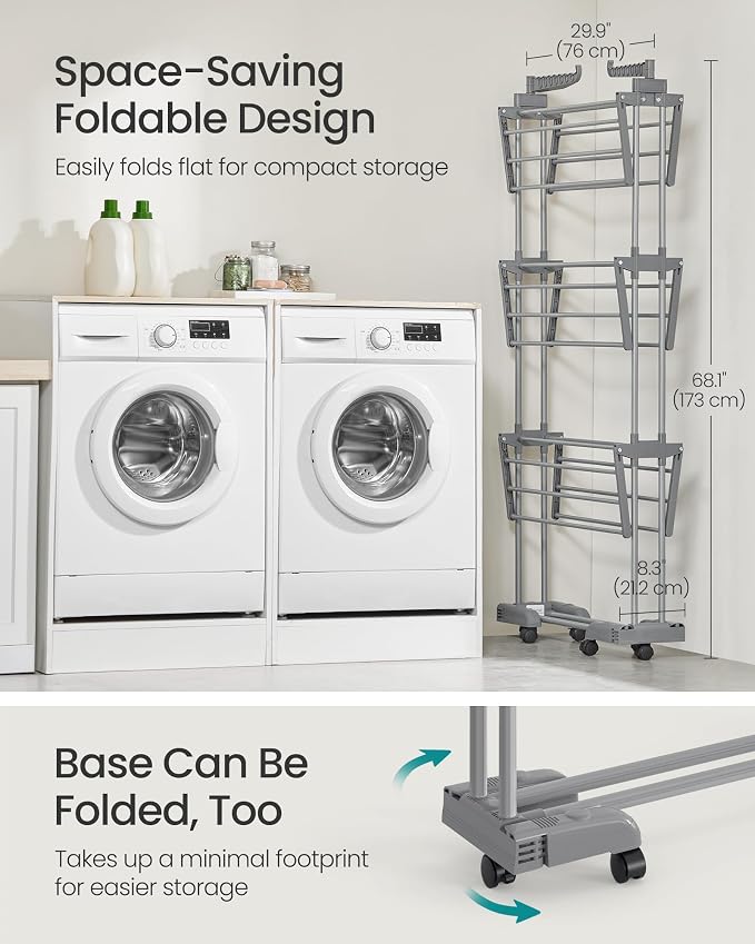 SONGMICS Clothes Drying Rack 4-Tier, Foldable Laundry Rack, Steel | Indoor - Image 4