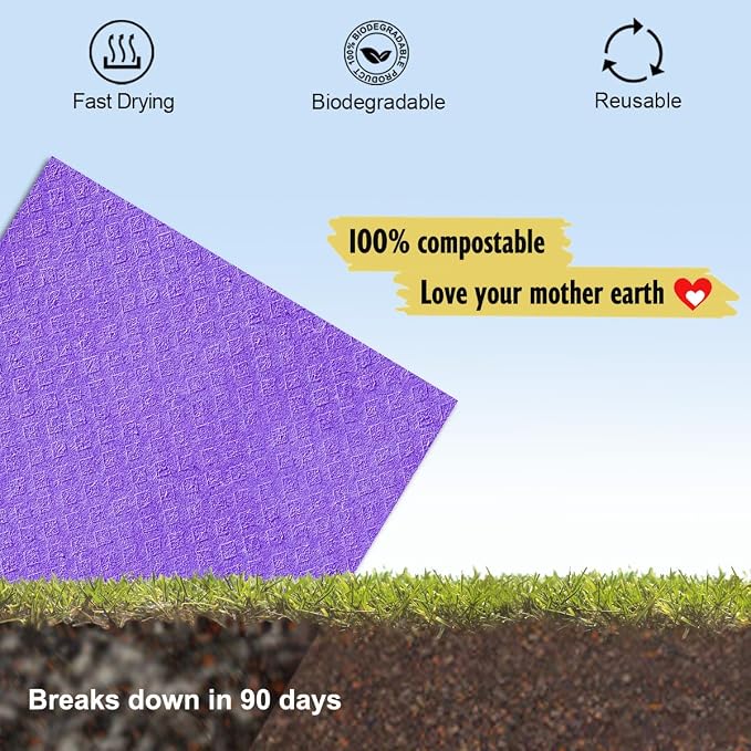 MoLKENE Swedish Dishcloths for Kitchen, 6 Pack Cellulose Sponge Cloths | - Image 6