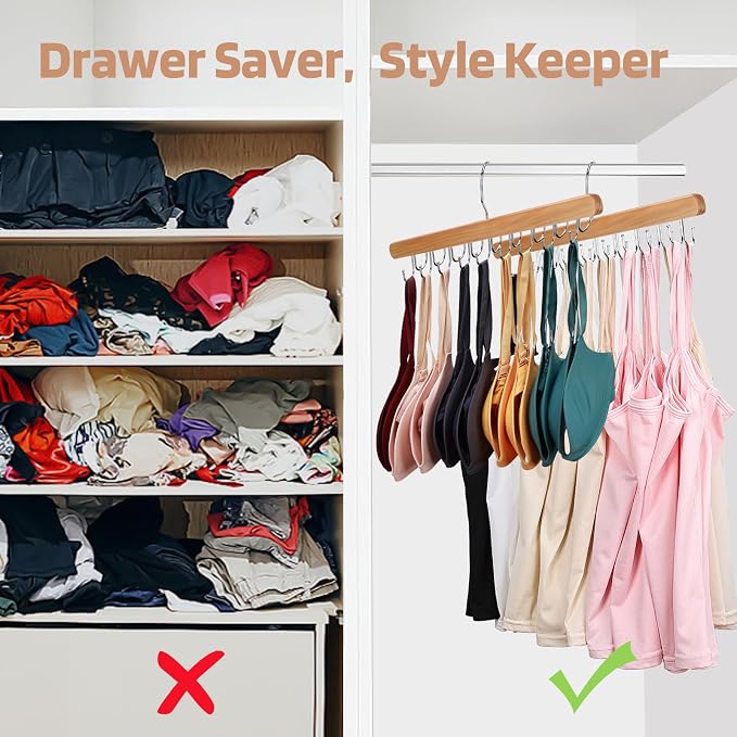 NECAMOCU 2 Pack Bra Hanger for Closet Organizer, Premium Tank Top Hangers | - Image 4